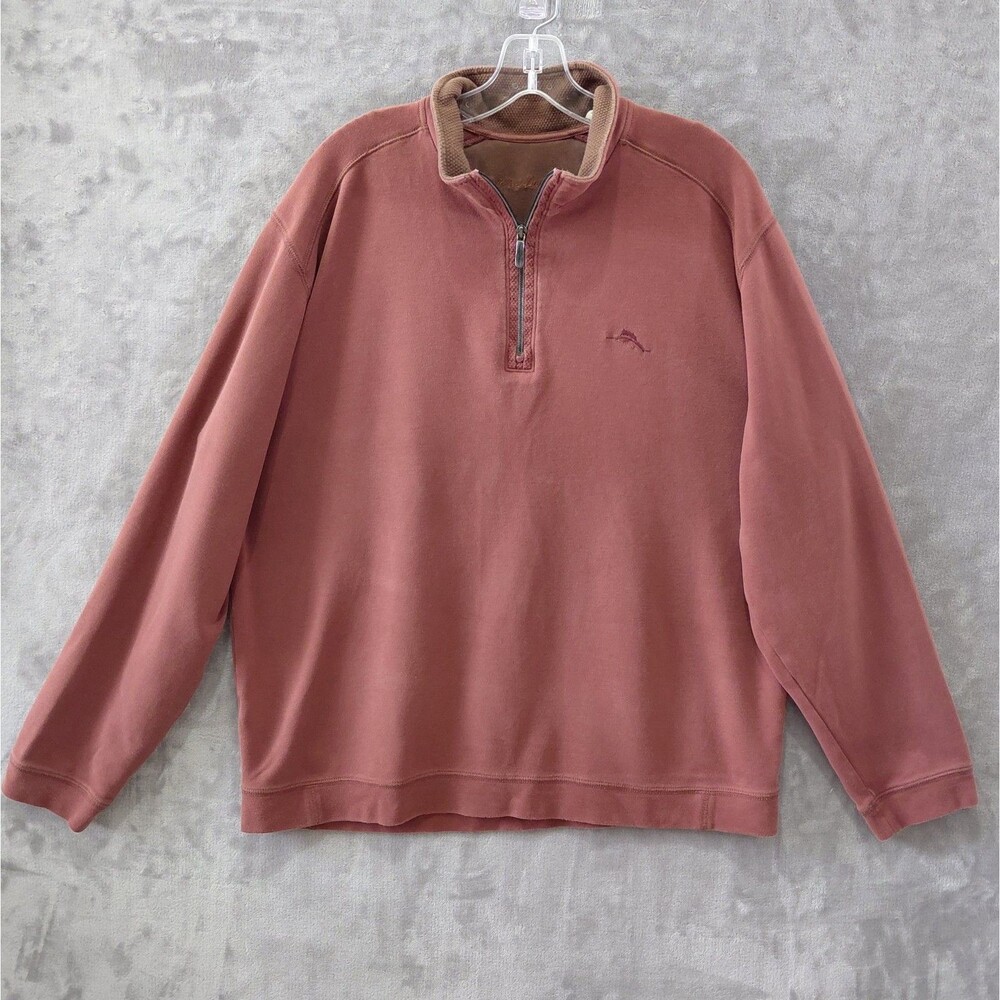 Tommy Bahama 100% Pima Cotton 1/4 Zip Sweater Men's XL Mock Neck Pullover Peru